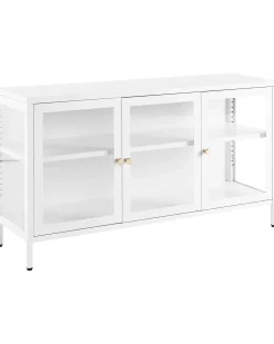Credenza espositiva in vetro LED NEWPORT Metallo 115 cm Bianco
