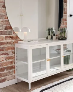 Credenza espositiva in vetro LED NEWPORT Metallo 115 cm Bianco