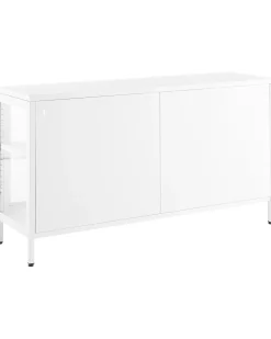 Credenza espositiva in vetro LED NEWPORT Metallo 115 cm Bianco