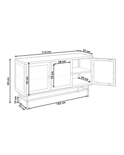 Credenza espositiva in vetro LED NEWPORT Metallo 115 cm Bianco