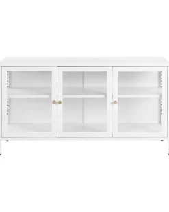 Credenza espositiva in vetro LED NEWPORT Metallo 115 cm Bianco