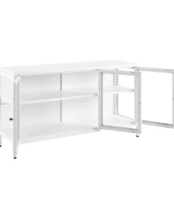 Credenza espositiva in vetro LED NEWPORT Metallo 115 cm Bianco