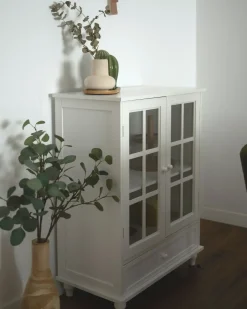 Credenza espositiva in vetro CARLET 71 cm Bianco