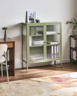 Credenza espositiva in vetro LERRYN Metallo 90 cm Verde