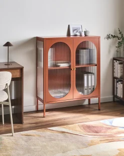 Credenza espositiva in vetro SARRE Metallo 90 cm Marrone dorato