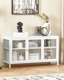 Credenza espositiva in vetro NEWPORT Metallo 115 cm Bianco