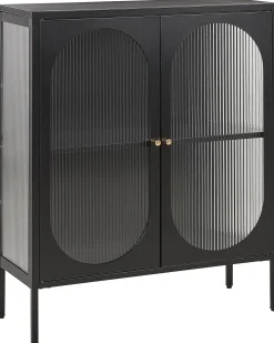 Credenza espositiva in vetro SARRE Metallo 90 cm Nero