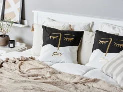 Cuscino decorativo ABELIA Cotone 45 x 45 cm Nero/Bianco Trama astratta