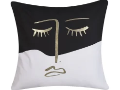 Cuscino decorativo ABELIA Cotone 45 x 45 cm Nero/Bianco Trama astratta
