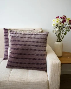 Cuscino decorativo AGAPANTHUS Velluto 45 x 45 cm Rosa A strisce