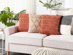 Cuscino decorativo AKKOY Cotone 45 x 45 cm Arancione Trama geometrica