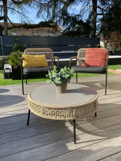 Cuscino decorativo AKKOY Cotone 45 x 45 cm Arancione Trama geometrica