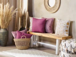 Cuscino decorativo AMARA Cotone 45 x 45 cm Giallo Trama floreale