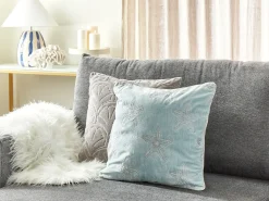Cuscino decorativo CERAMIUM Velluto 45 x 45 cm Azzurro Trama floreale