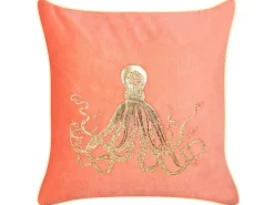 Cuscino decorativo LAMINARIA Velluto 45 x 45 cm Corallo Trama animale
