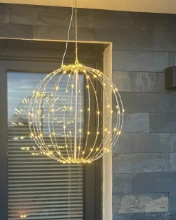 Decorazione da appendere all'aperto LED HOSFOS Palla di Natale 42 cm Argento
