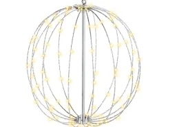 Decorazione da appendere all'aperto LED HOSFOS Palla di Natale 42 cm Argento