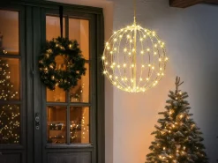 Decorazione da appendere all'aperto LED HOSFOS Palla di Natale 42 cm Argento