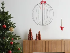 Decorazione da appendere all'aperto LED HOSFOS Palla di Natale 42 cm Argento