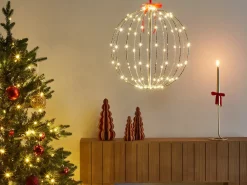 Decorazione da appendere all'aperto LED HOSFOS Palla di Natale 42 cm Argento