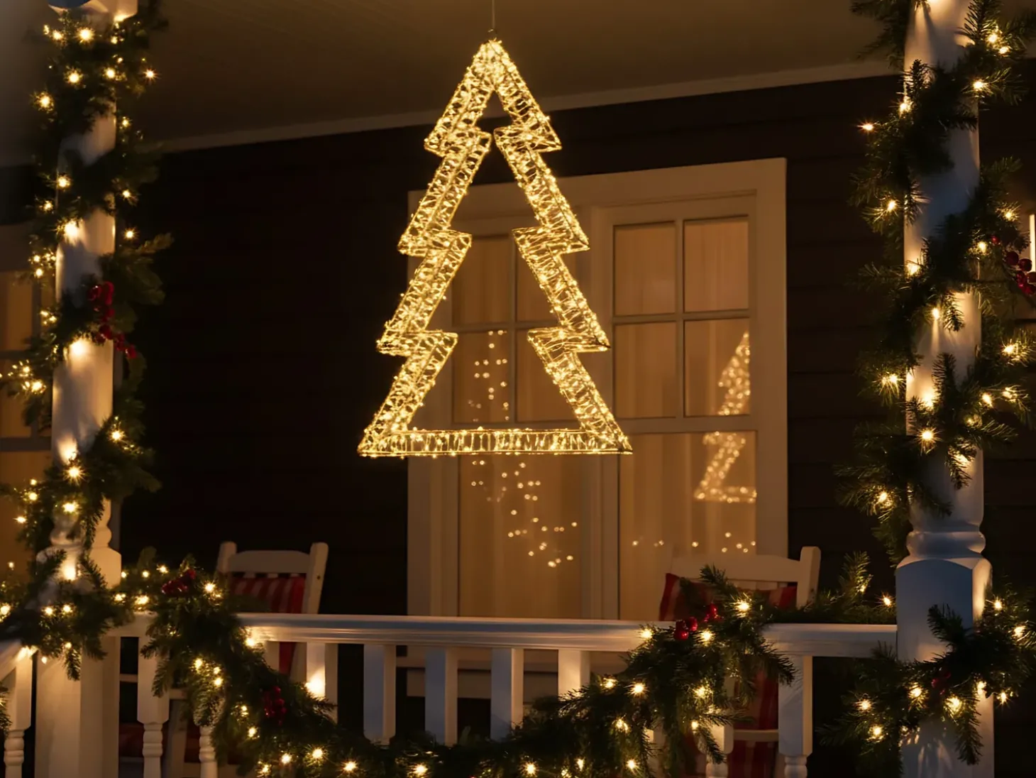Decorazione per esterni LED AKERAN Albero di Natale 60 cm Argento