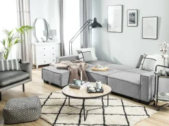 Divano letto angolare 3 posti ROMEDAL Tessuto Grigio chiaro Lato destro