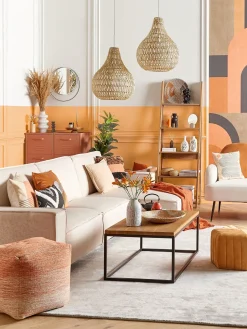 Divano letto angolare 3 posti ROMEDAL Tessuto Beige Lato Sinistro