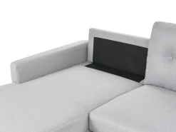 Divano letto angolare 4 posti FLAKK Tessuto Grigio chiaro con contenitore Lato destro