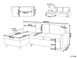 Divano letto angolare 4 posti FLAKK Tessuto Grigio chiaro con contenitore Lato destro