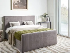 Divano letto con contenitore Tessuto ARISTOCRAT 160 x 200 cm Tortora