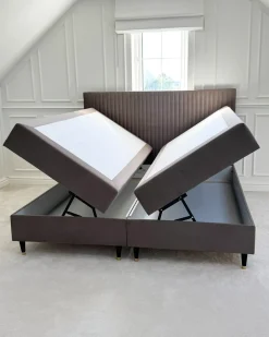 Divano letto con contenitore Velluto DAME 180 x 200 cm Tortora