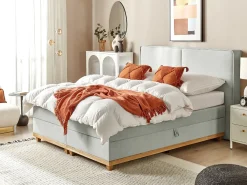Divano letto con contenitore Tessuto DYNASTY 160 x 200 cm Grigio chiaro