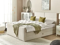 Divano letto con contenitore Tessuto ARISTOCRAT 160 x 200 cm Beige chiaro