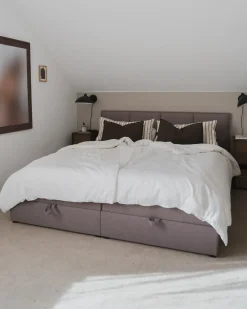 Divano letto con contenitore Tessuto BARONET 180 x 200 cm Tortora