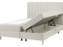 Divano letto con contenitore Tessuto OFFICER 160 x 200 cm Bianco sporco