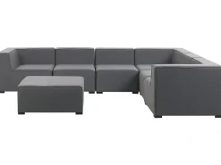 Divano angolare da giardino con pouf 7 posti AREZZO Lato Sinistro Modulare Grigio