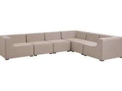 Divano angolare da giardino con pouf 7 posti AREZZO Lato Sinistro Modulare Beige