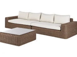 Divano angolare da giardino con pouf 6 posti PALERMO Modulare Rattan sintetico (PE) Marrone