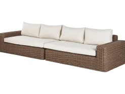 Divano angolare da giardino con pouf 6 posti PALERMO Modulare Rattan sintetico (PE) Marrone