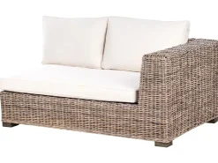 Divano angolare da giardino con pouf 5 posti RINELLA Rattan Grigio