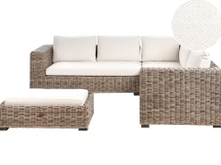 Divano angolare da giardino con pouf 5 posti RINELLA Rattan Grigio