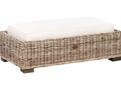 Divano angolare da giardino con pouf 5 posti RINELLA Rattan Grigio