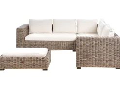 Divano angolare da giardino con pouf 5 posti RINELLA Rattan Grigio