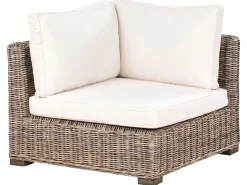 Divano angolare da giardino con pouf 5 posti RINELLA Rattan Grigio