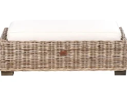 Divano angolare da giardino con pouf 5 posti RINELLA Rattan Grigio