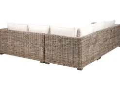 Divano angolare da giardino con pouf 5 posti RINELLA Rattan Grigio