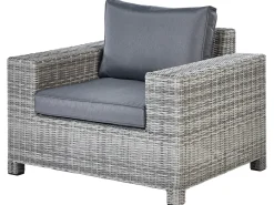 Divano angolare da giardino con pouf 9 posti TEGLIO Rattan sintetico (PE) Grigio