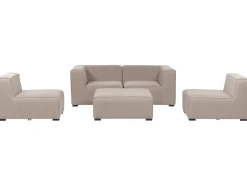 Divano da giardino con pouf 4 posti AREZZO Modulare Beige
