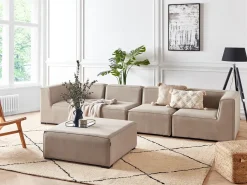 Divano da giardino con pouf 4 posti AREZZO Modulare Beige