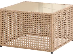 Divano da giardino con tavolo 4 posti OMEGANA Modulare Rattan sintetico (PE) Beige chiaro
